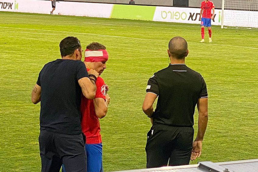 Darius Olaru, cu arcada spartă în Maccabi Tel Aviv- FCSB // foto: GSP