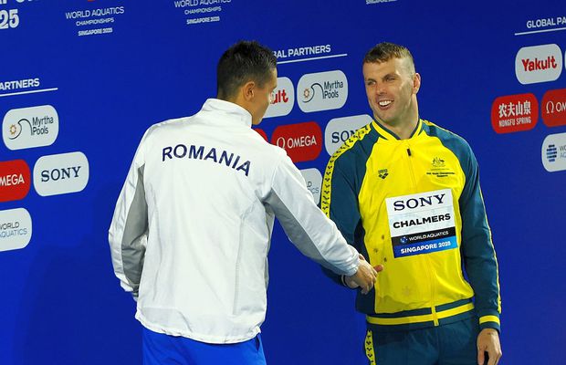 David Popovici a dezvăluit ce i-a zis australianul Kyle Chalmers înainte să urce pe podium: „Cam asta e atitudinea între noi”