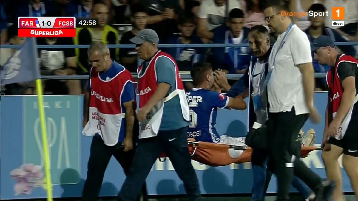 A urlat de durere! Accidentare urâtă în Farul - FCSB » A ieșit cu targa de pe teren și a izbucnit în lacrimi
