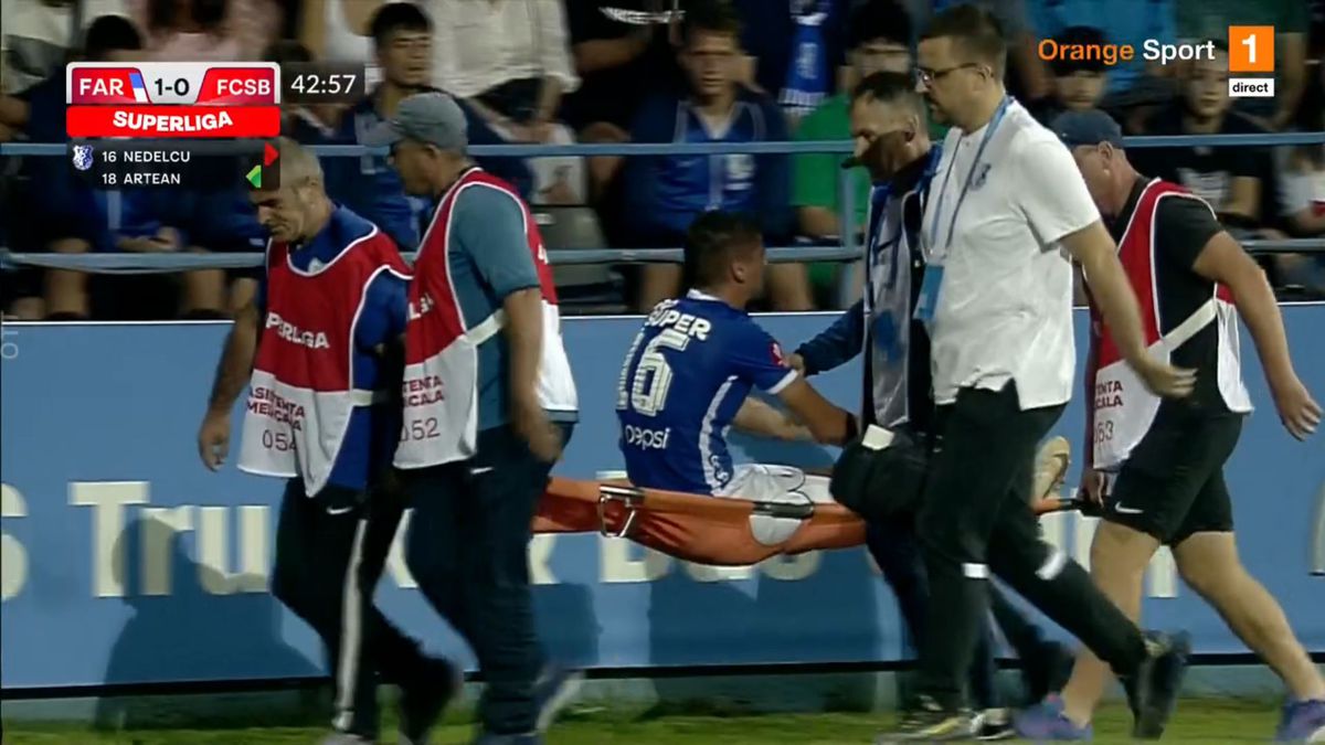 A urlat de durere! Accidentare urâtă în Farul - FCSB » A ieșit cu targa de pe teren și a izbucnit în lacrimi