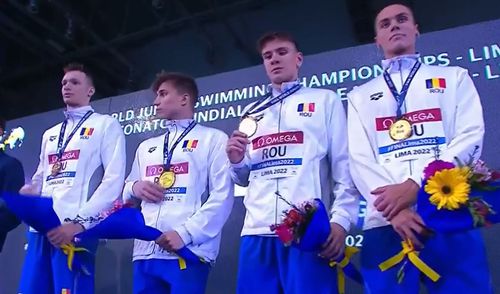 David Popovici (17 ani), Alexandru Constantinescu (16), Ștefan Cozma (17) și Patrick Dinu (17) au adus AURUL României la 4x100m liber