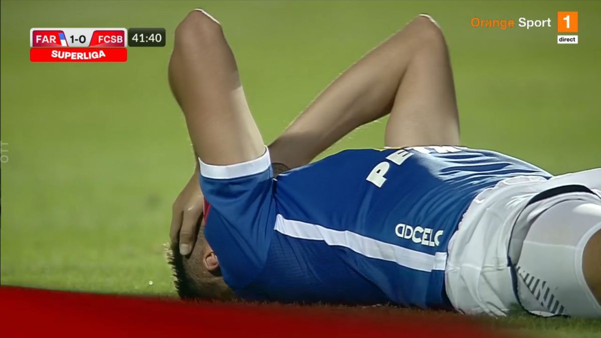 A urlat de durere! Accidentare urâtă în Farul - FCSB » A ieșit cu targa de pe teren și a izbucnit în lacrimi
