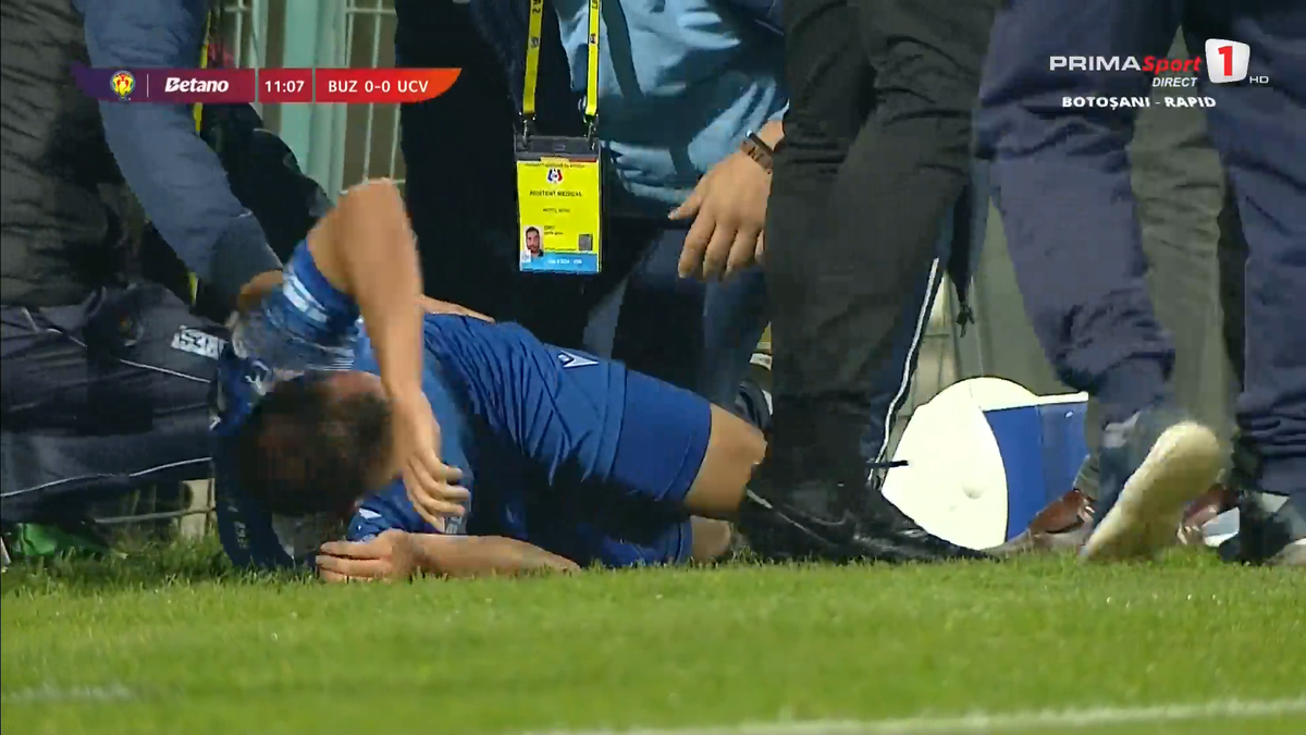 Decizie scandaloasă în Metalul Buzău - Craiova » Intrare criminală a fundașului Universității! Adversarul, în lacrimi, NU a mai putut juca