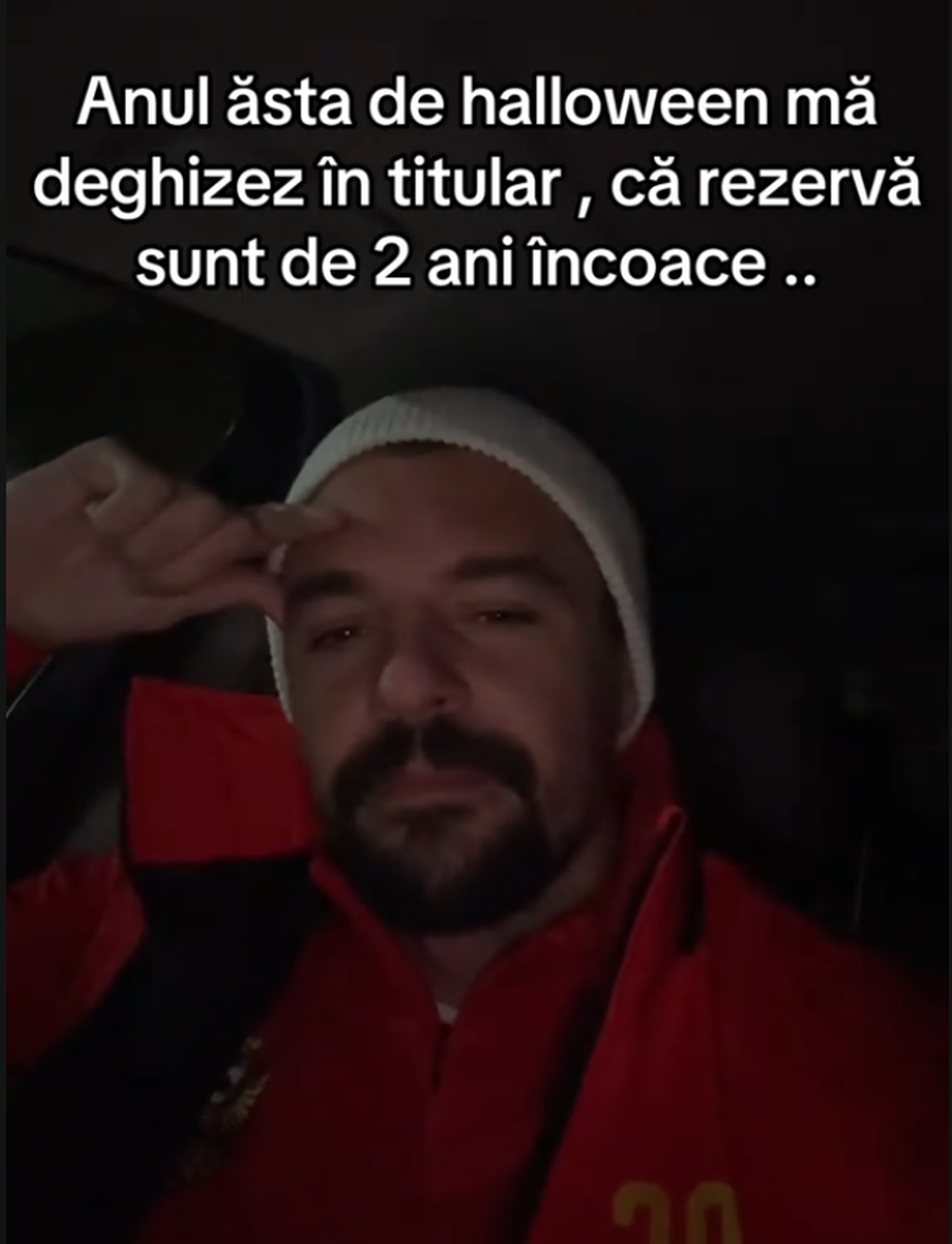 Adrian Petre, autoironie de Halloween Adrian Petre, autoironie de Halloween: „Anul ăsta mă deghizez în titular, că rezervă sunt de doi ani încoace”